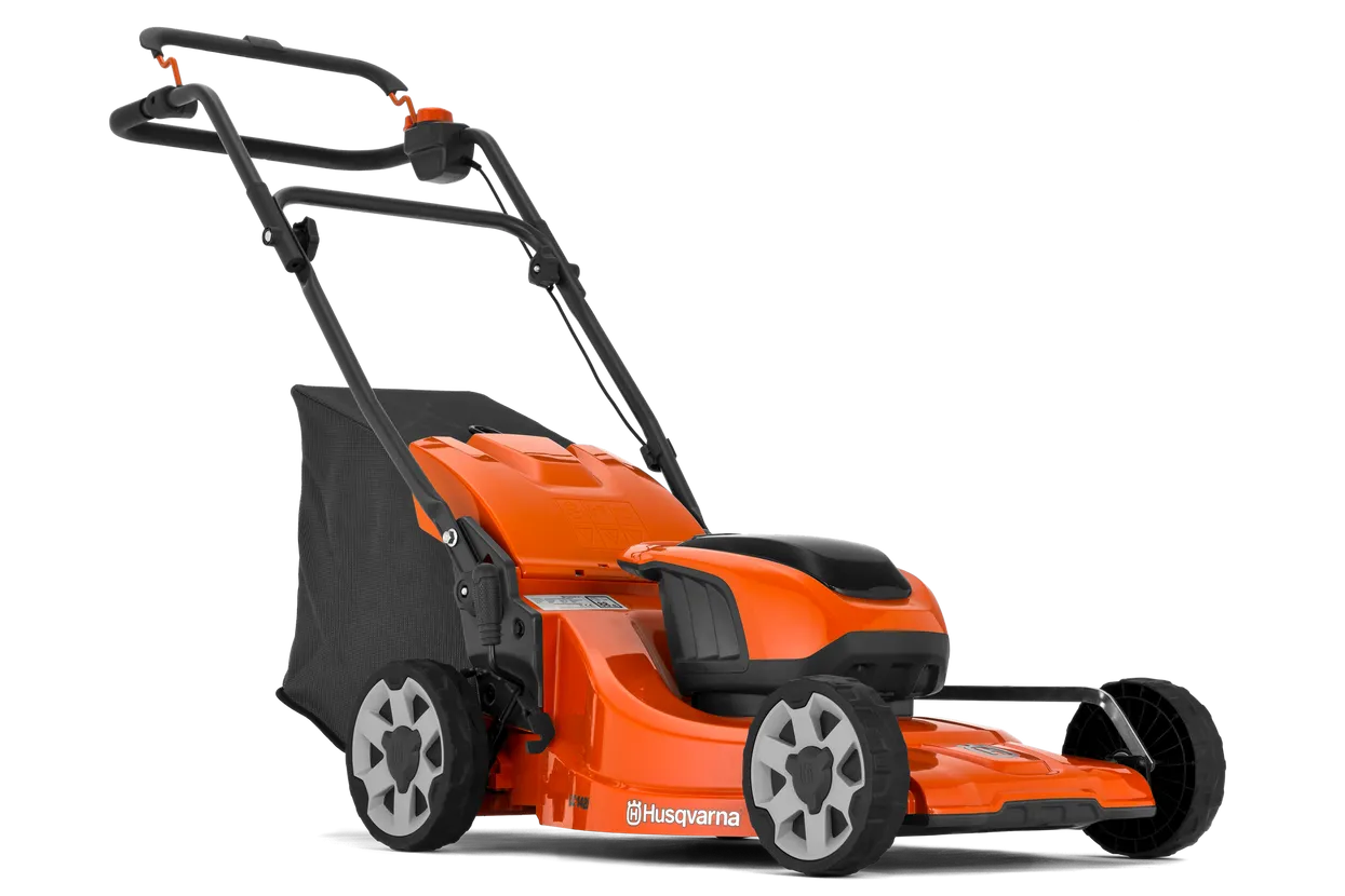 Orange and Black Cordless Lawn Mower With Grass Catcher — M.M & Mechanical in Dubbo, NSW