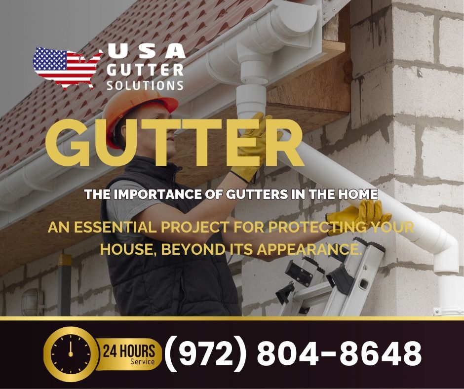 An ad for usa gutter solutions shows a man working on a gutter