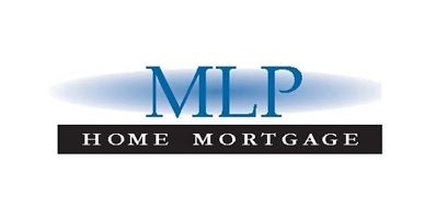 the logo for mlp home mortgage is blue and black .