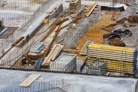 a construction site with a lot of construction materials