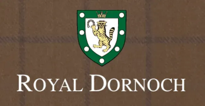 The logo for royal dornoch has a lion on it
