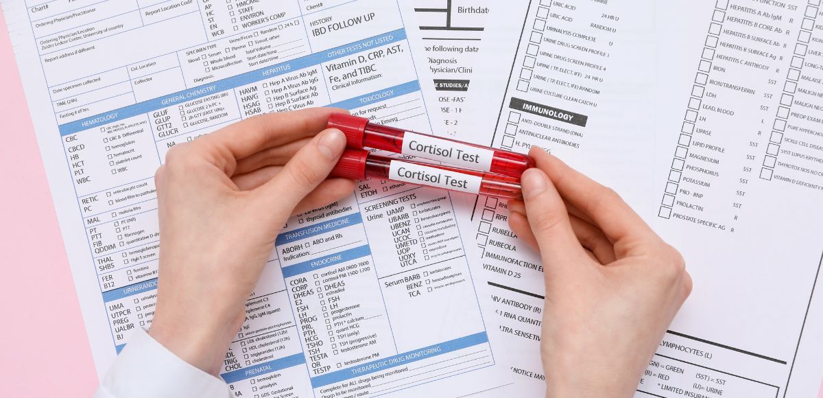 Hands holding a red pen over paperwork and a checklist form