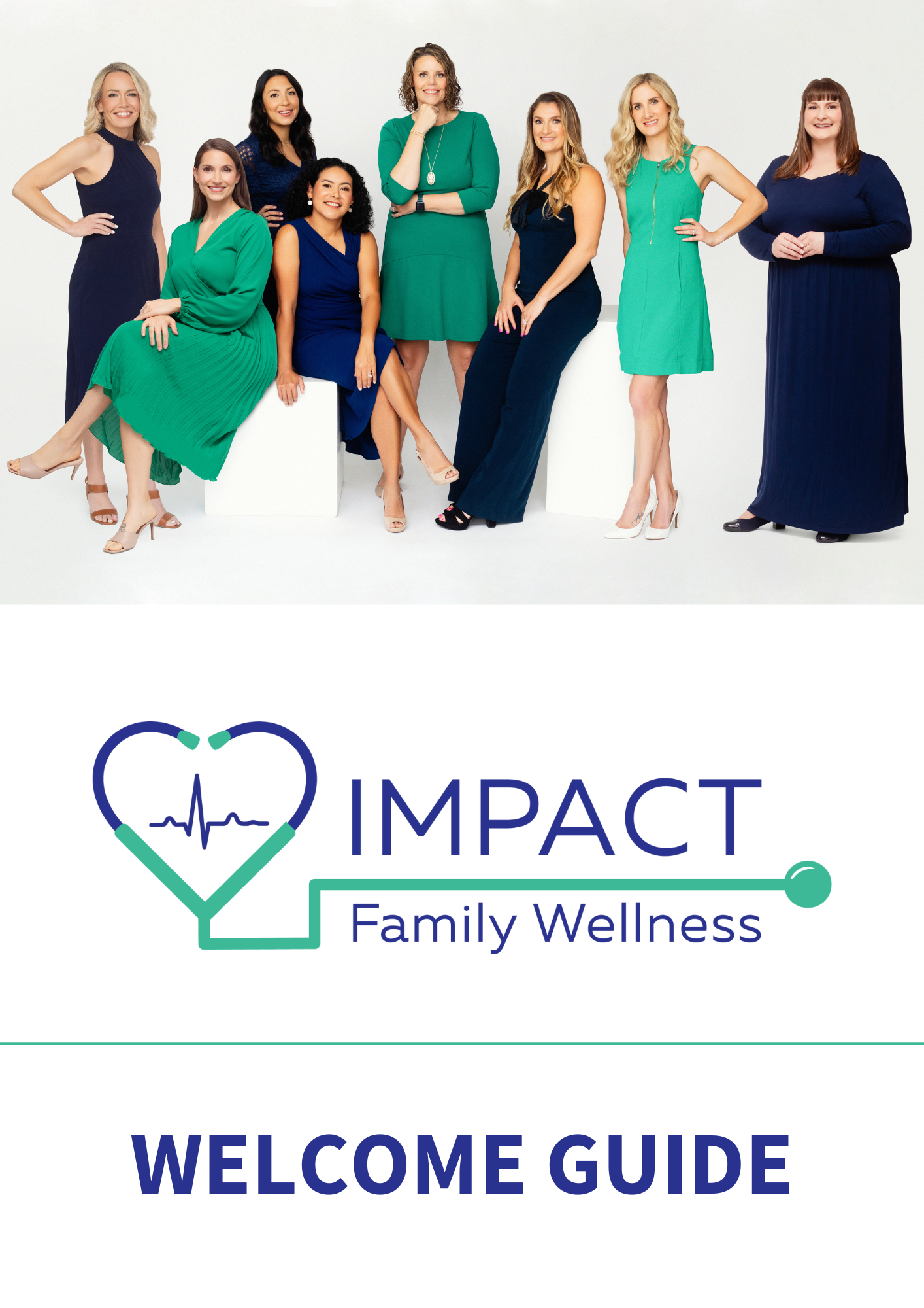 A welcome guide for impact family wellness shows a group of women