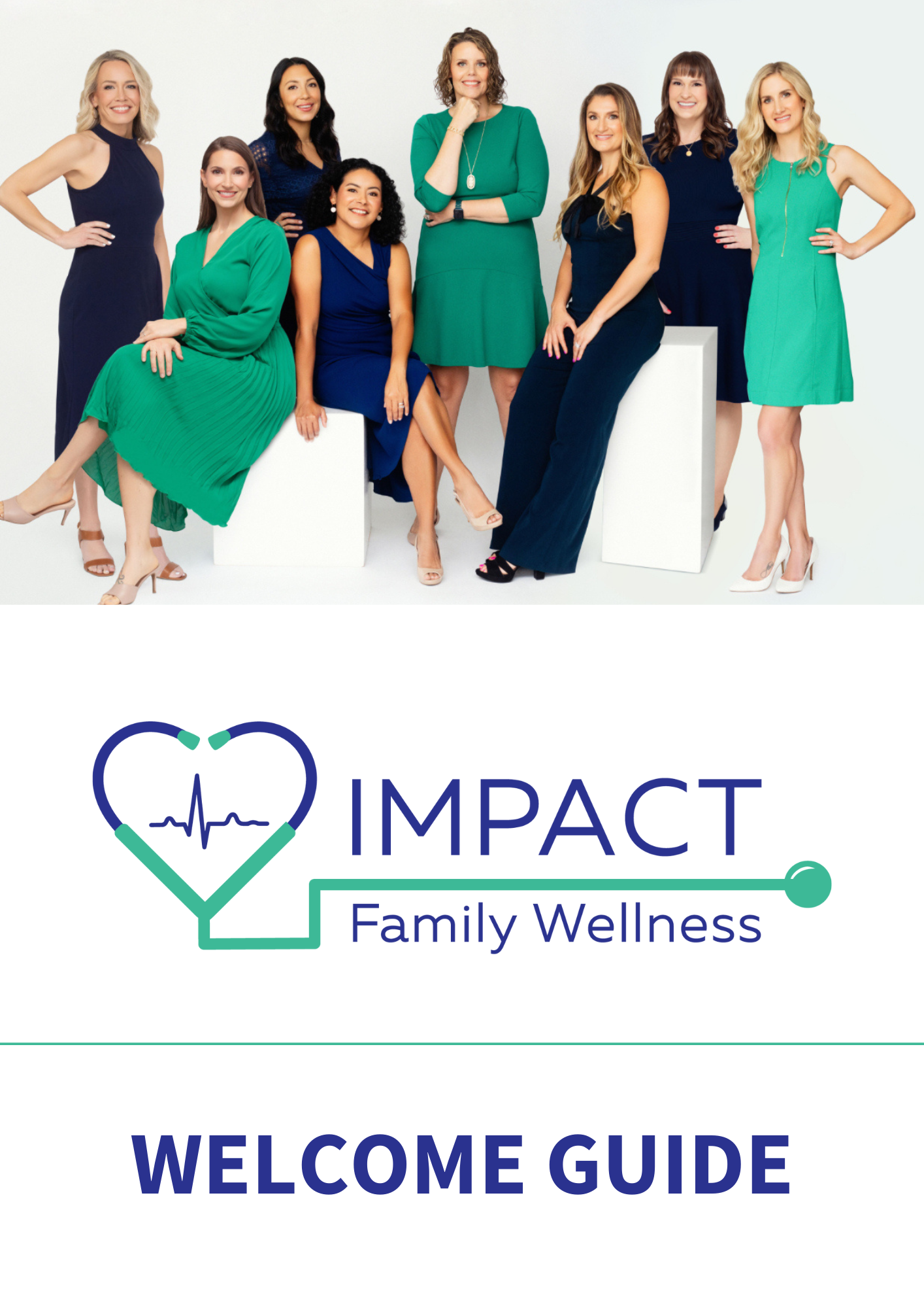 A welcome guide for impact family wellness shows a group of women