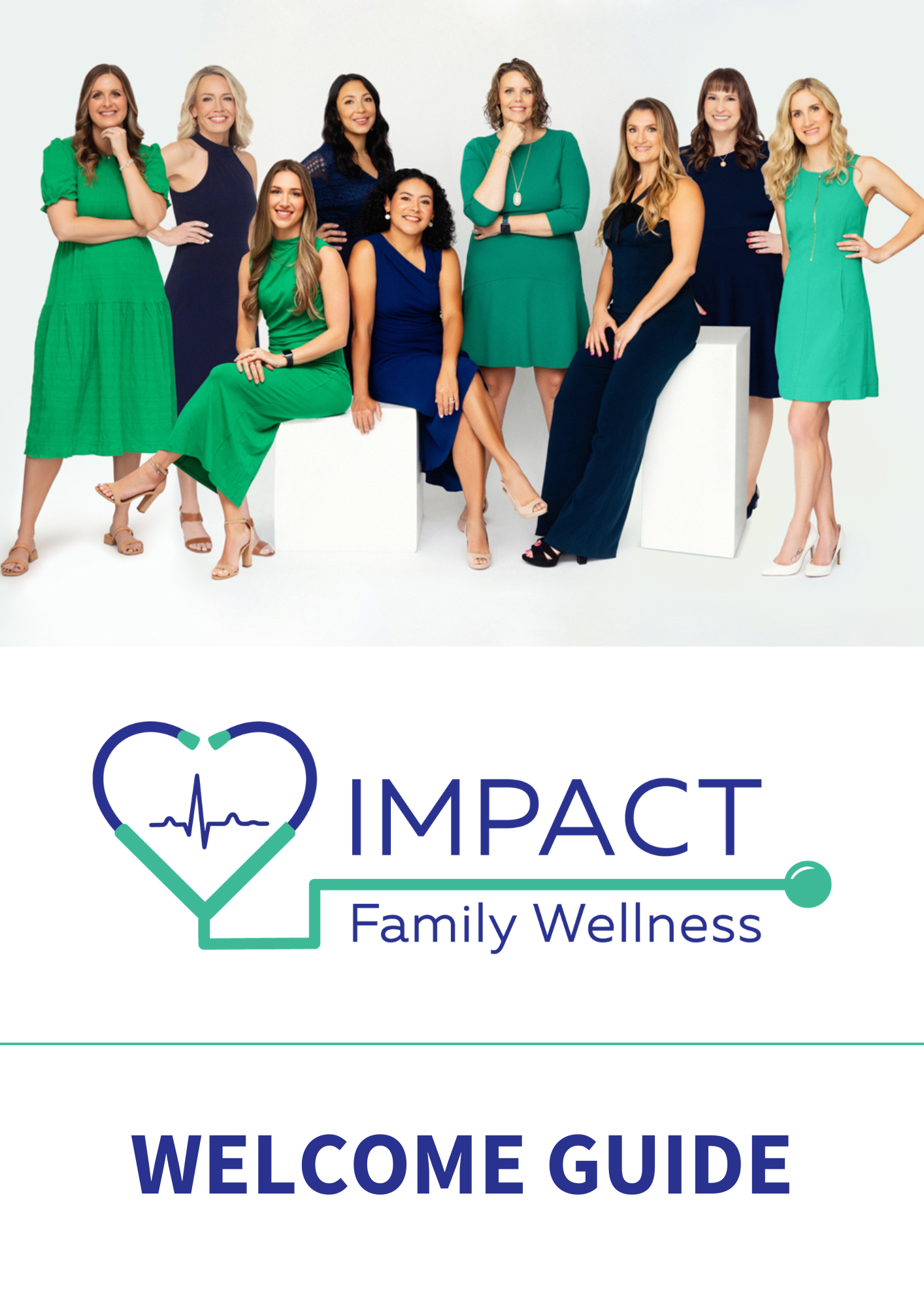A welcome guide for impact family wellness shows a group of women