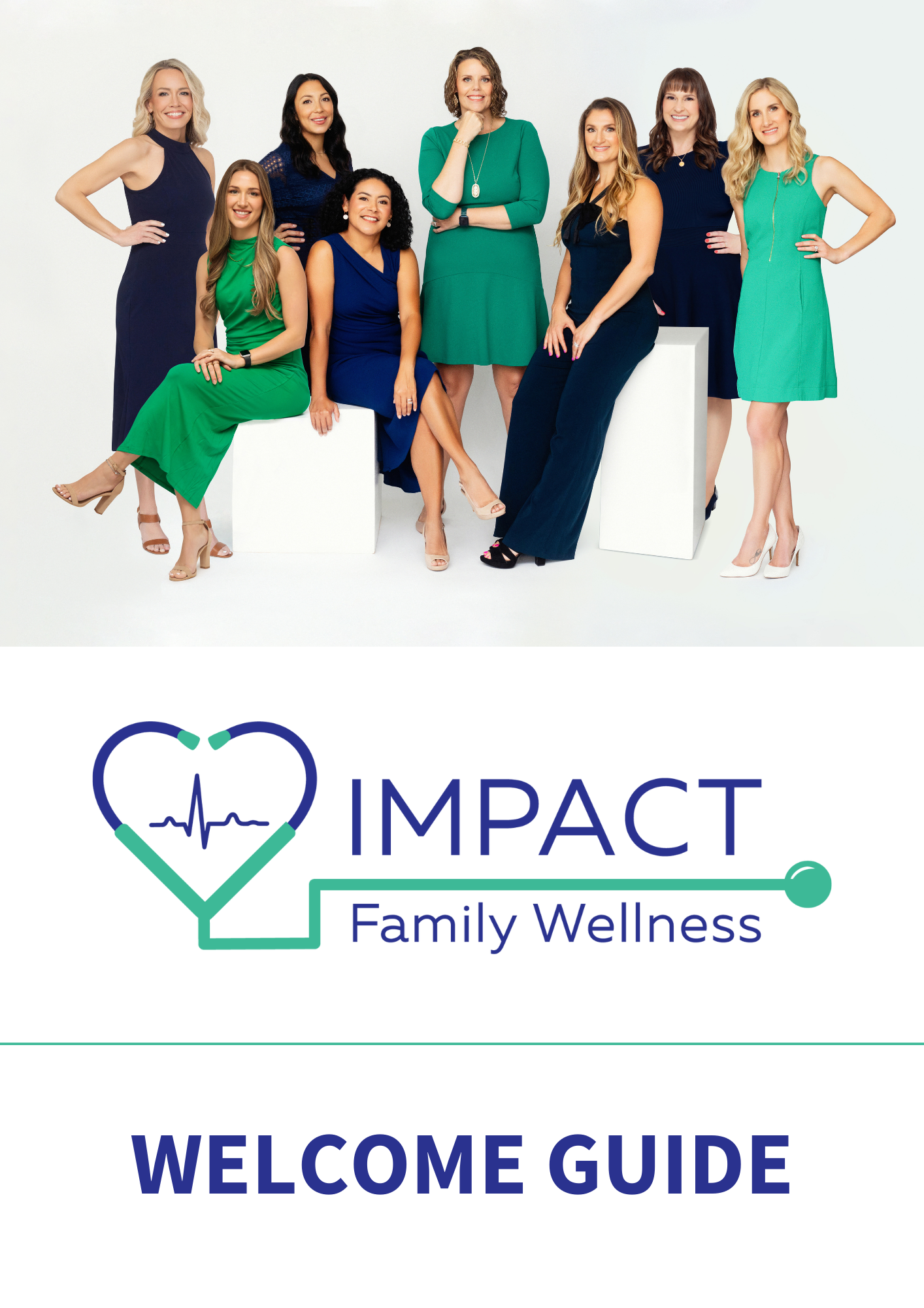 A welcome guide for impact family wellness shows a group of women