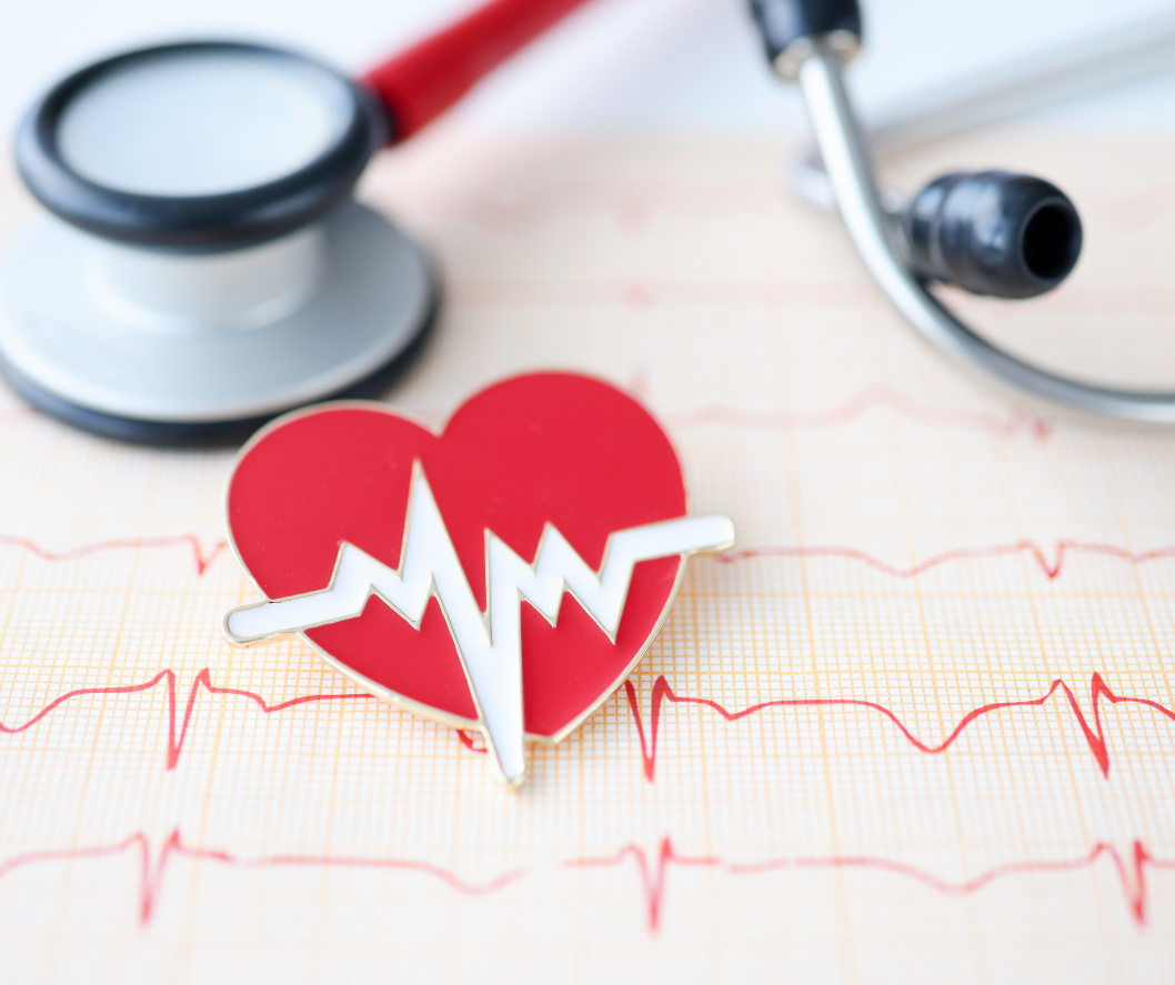 featured image of a heart concept with an ECG waveform, alongside a stethoscope