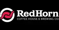 The redhorn coffee house and brewing company logo is on a black background.
