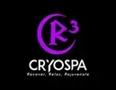 The logo for cryospa is purple and white on a black background.