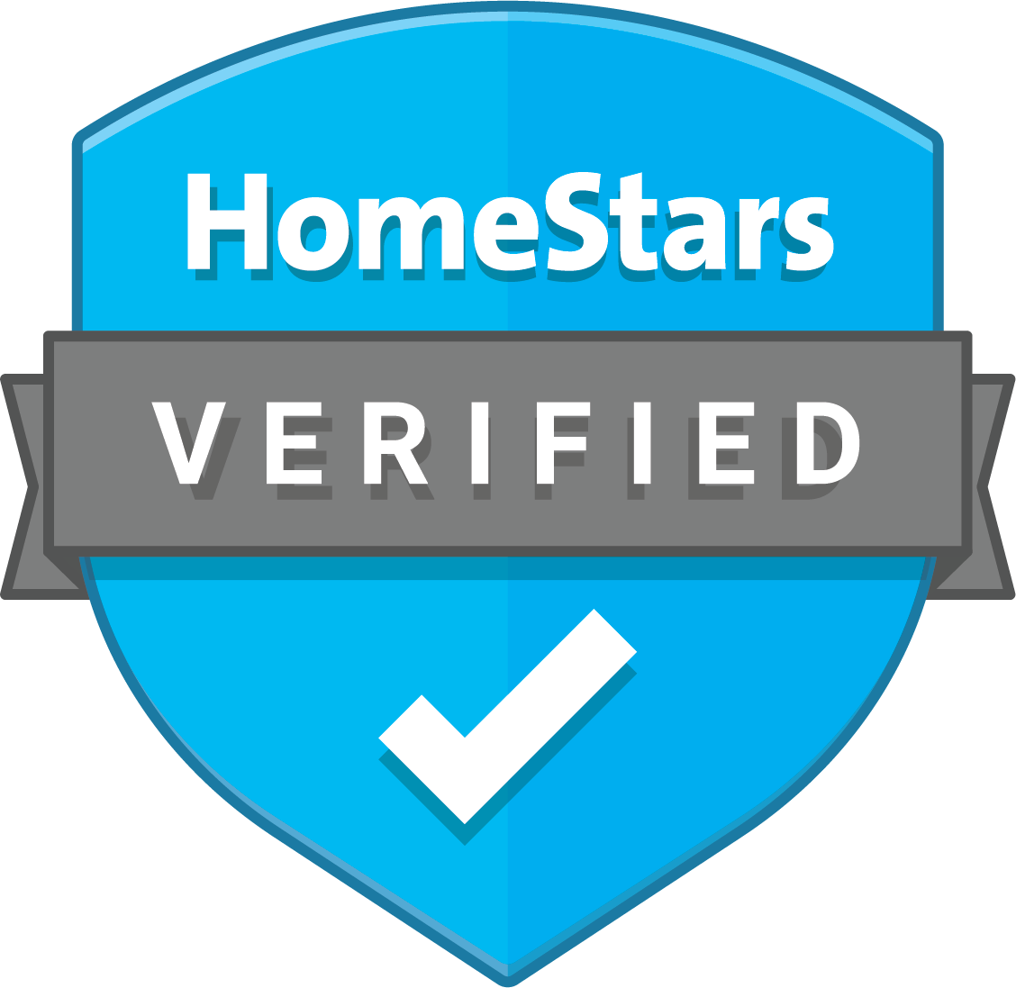 a blue shield with a check mark on it that says homestars verified .