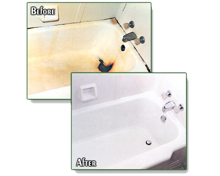 a before and after picture of a bathtub