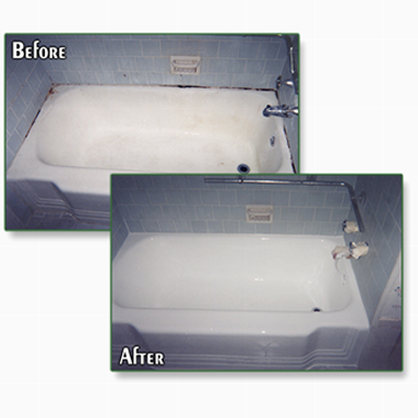 a before and after picture of a bathtub in a bathroom .