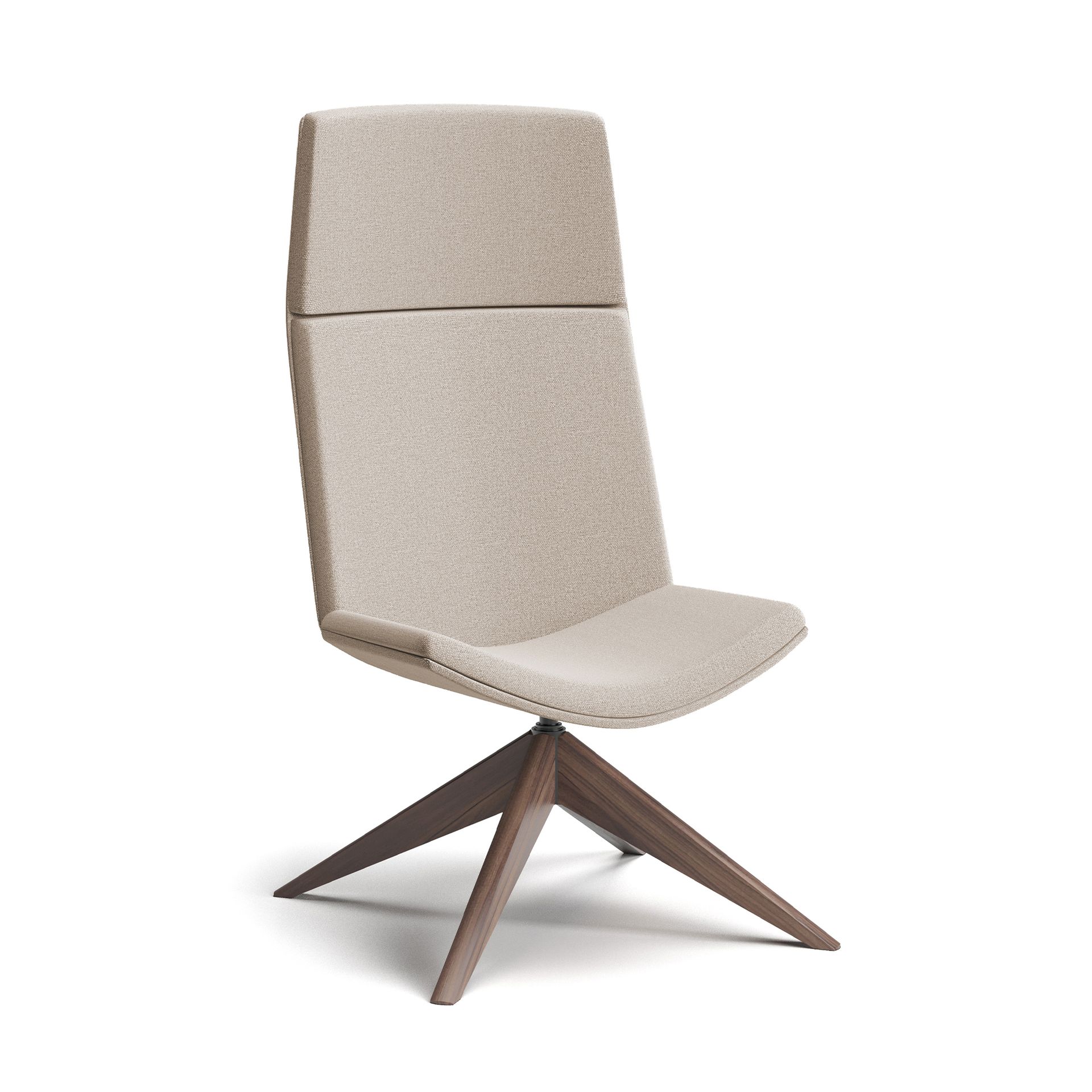 High back chair with wood base