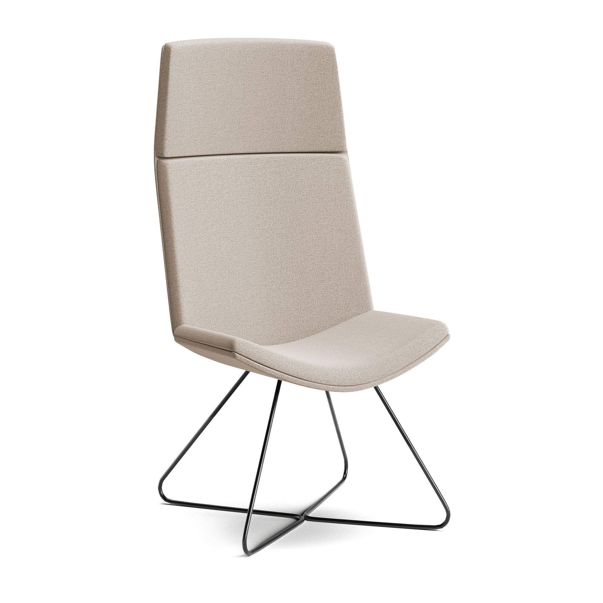 High back chair with wire base