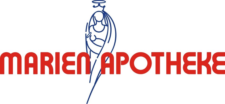 Das Logo der Marien-Apotheke zeigt eine Frau, die ein Baby hält.