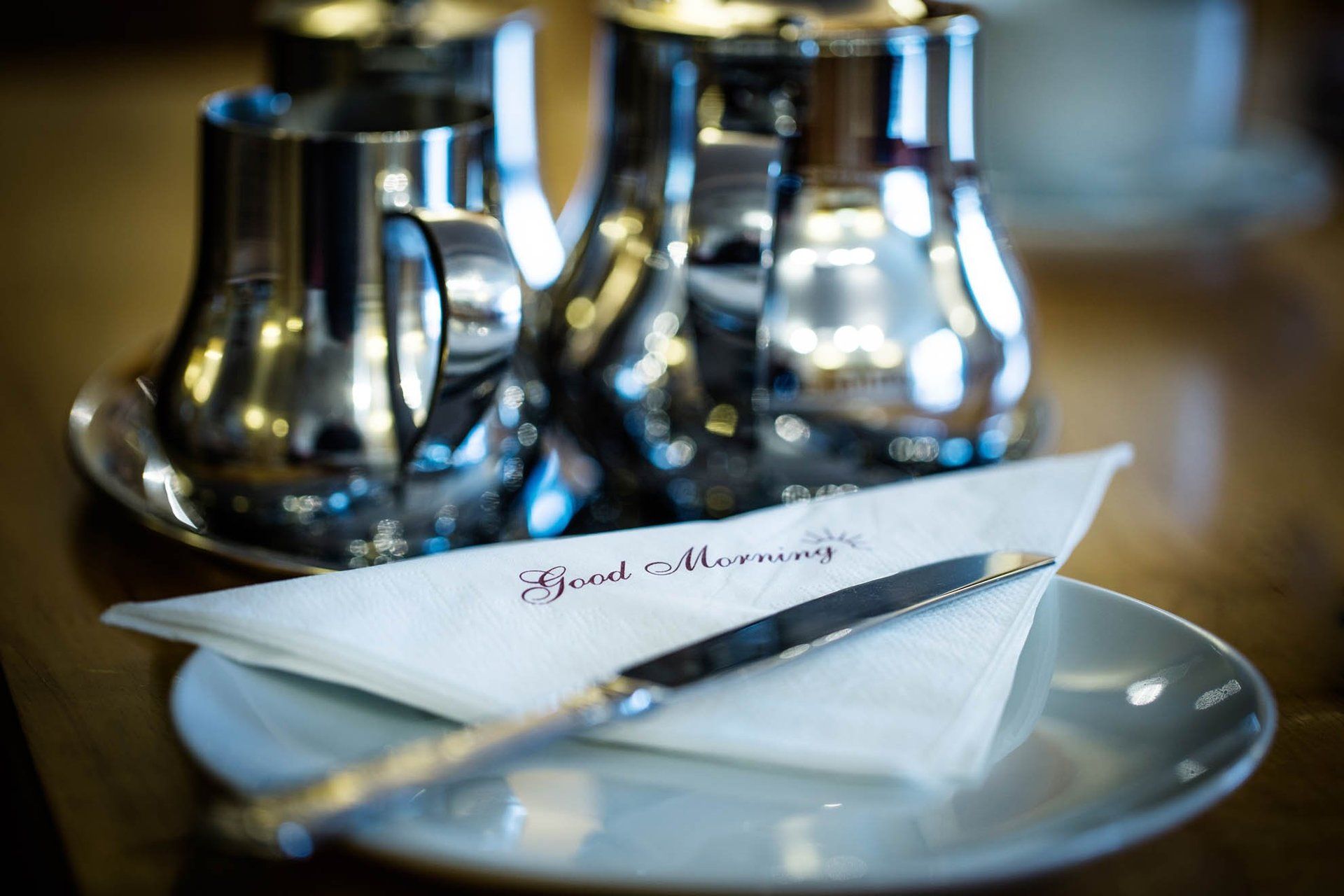 A napkin with the words good morning written on it