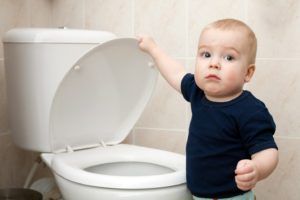 Toddler on Toilet — Lisle, IL – Jim Dhamer Plumbing and Sewer, Inc.