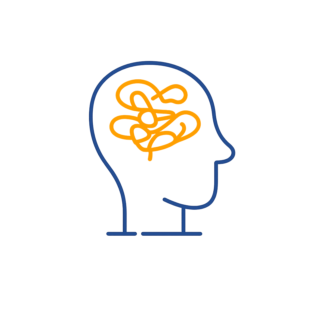 Icoon mentale belasting en stress bij dreigend verzuim op het werk
