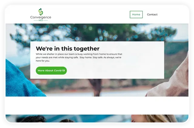 Website homepage with a 