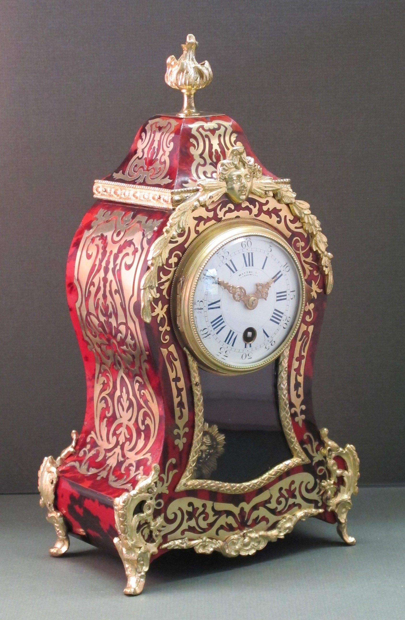 Red Boulle Mantel Clock