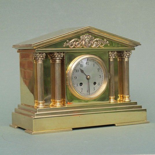 Gilt Brass Architectural Mantel Clock