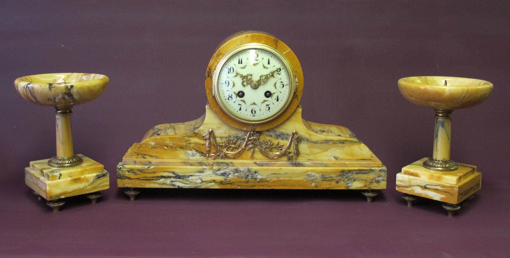 Sienna Marble Clock Garniture Set by JUST