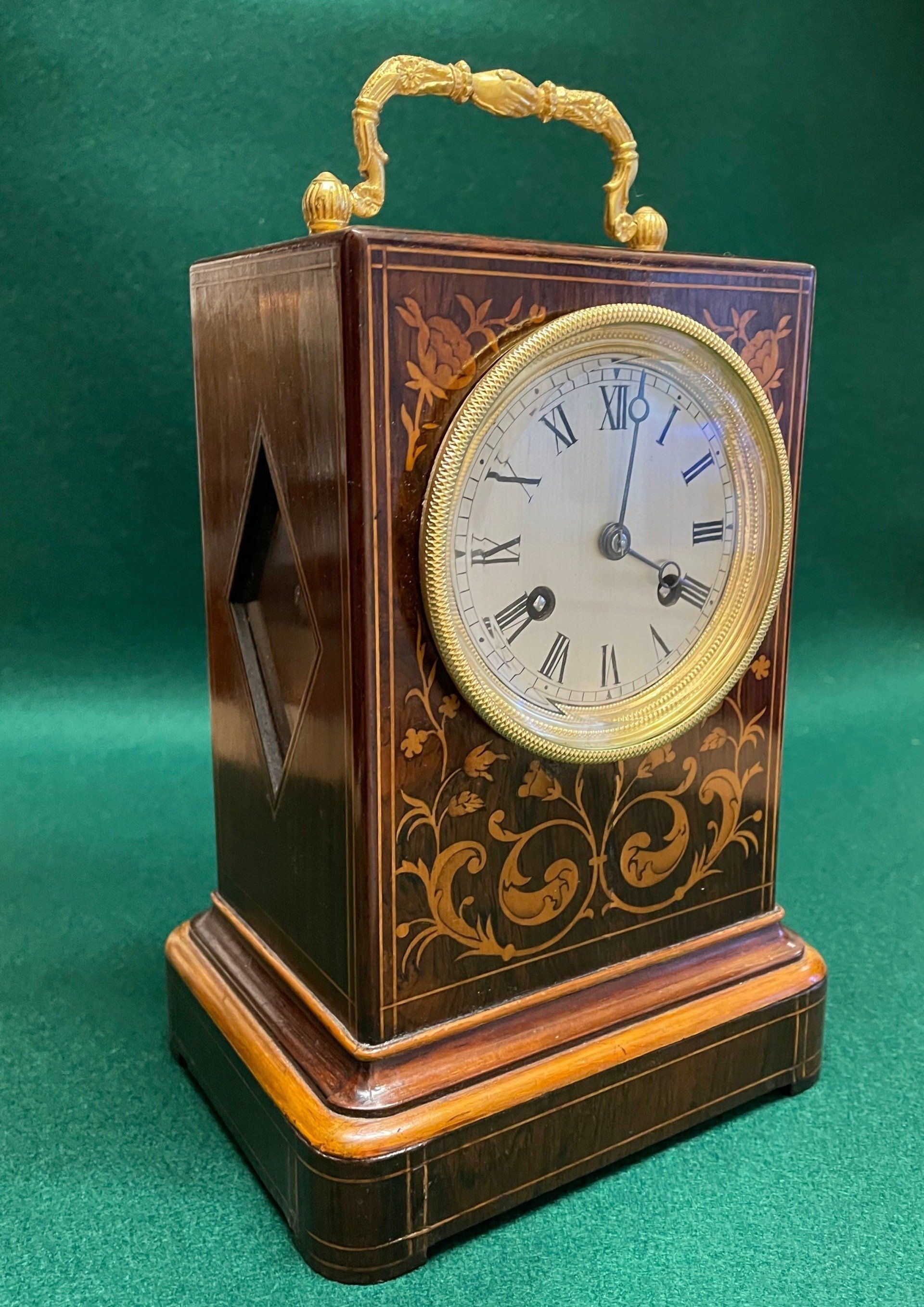 Rosewood Campaign Mantel Clock