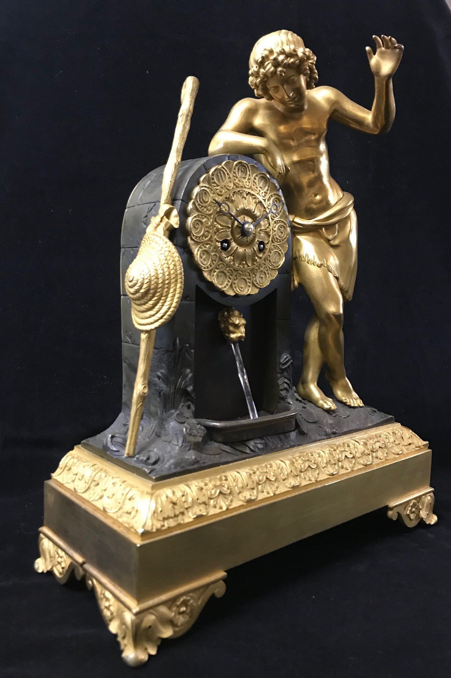 Side view of fountain clock