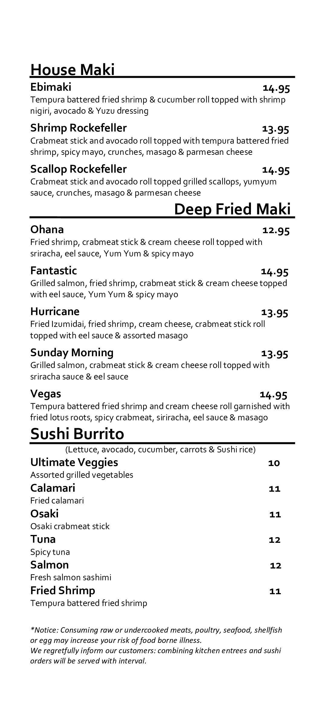 Menu Ohana Hawaiian Grill & Bar Jasper, IN and French Lick, IN