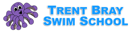 The logo for trent bray swim school has a purple octopus on it