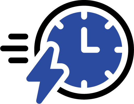 A 24 hour service icon with an arrow in a circle