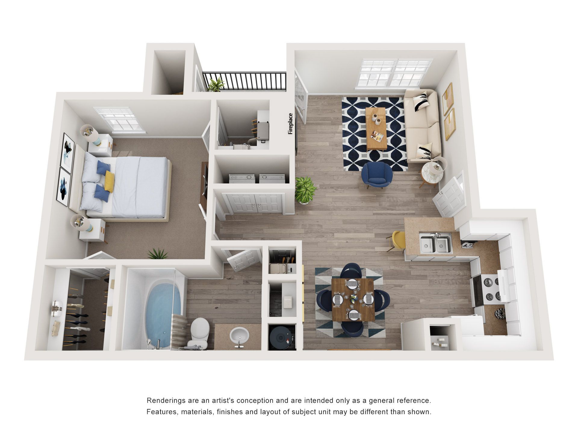 Floor plan: 1 bedroom