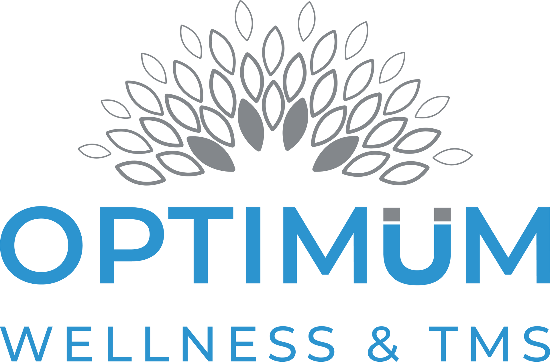 A logo for optimum tms mind your health with a magnet.