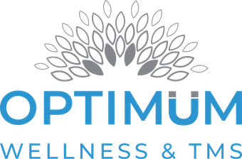 The logo for optimum wellness suites has a peacock on it.