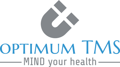 A logo for optimum tms mind your health with a magnet.