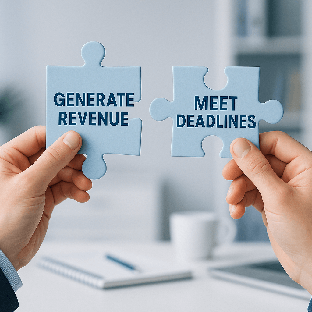 2 puzzle pieces showing examples of business English collocations
