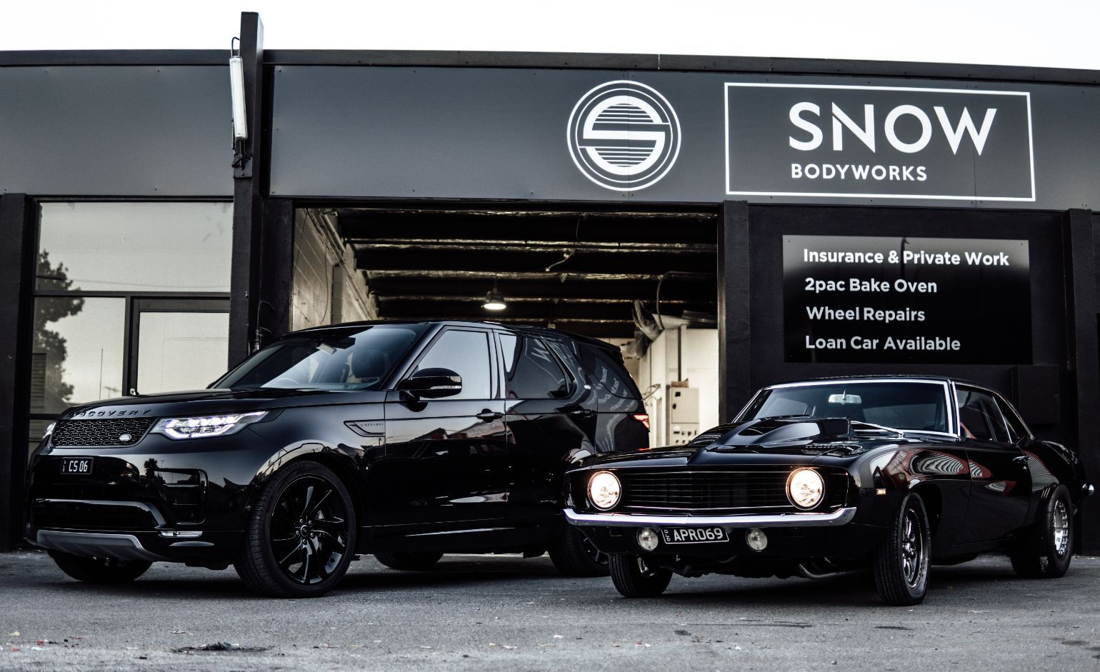 Two Cars Outside Workshop — Panel Beaters in Southport, QLD