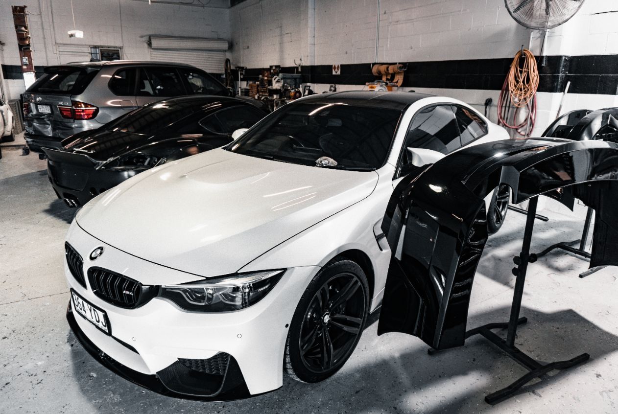 White Car Inside The Shop — Panel Beaters in Southport, QLD