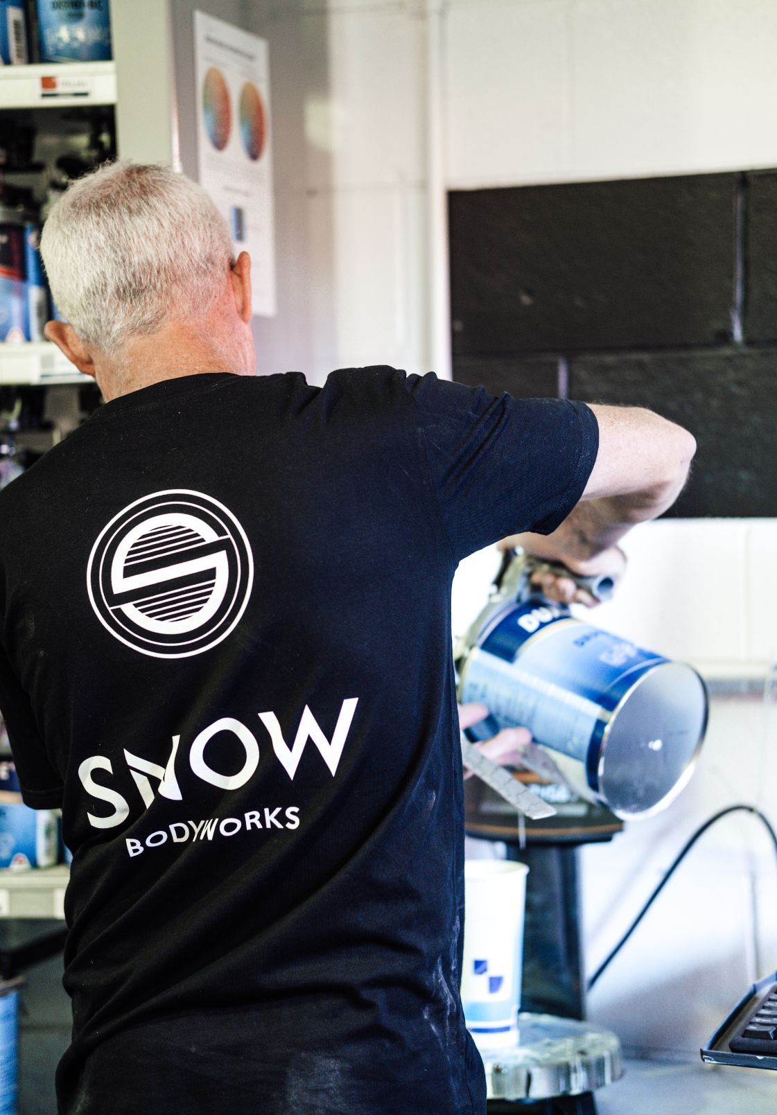 Man Spray Painting Car — Panel Beaters in Southport, QLD