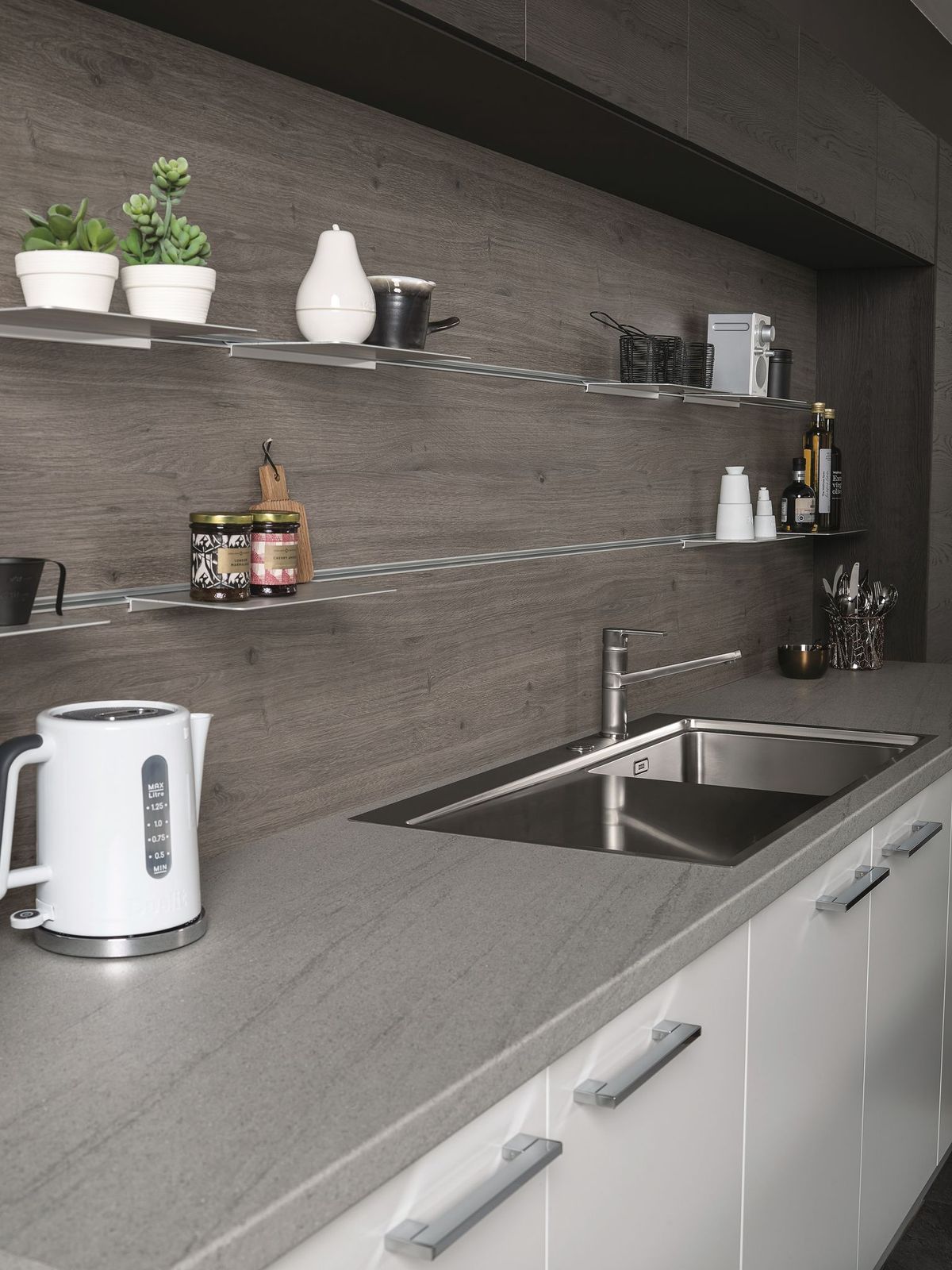 Bushboard Omega Graphite Oak and Urban Concrete