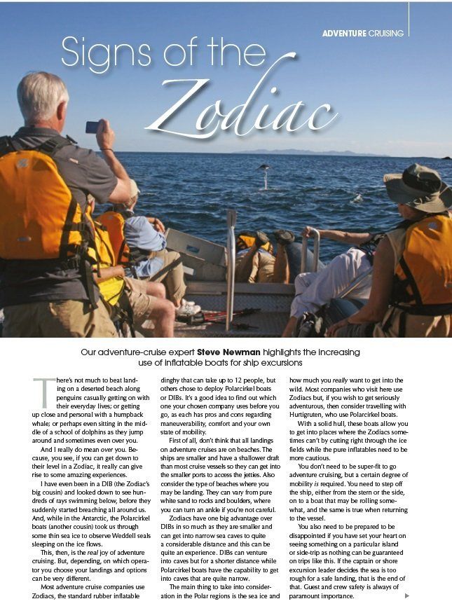 A page on RIBs or Zodiacs for expedition cruising.