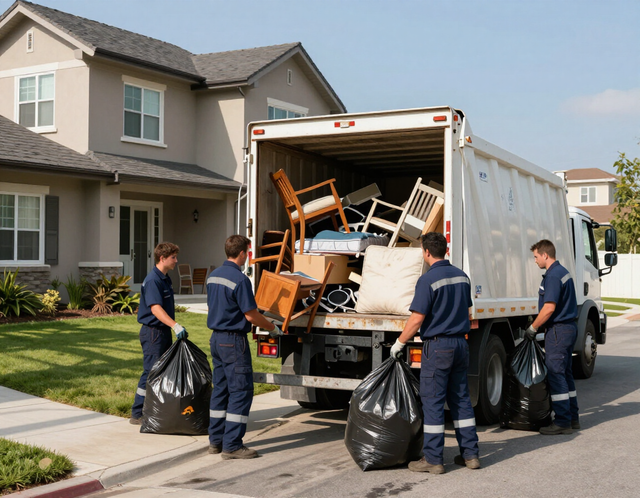 Junk removal crew loading debris