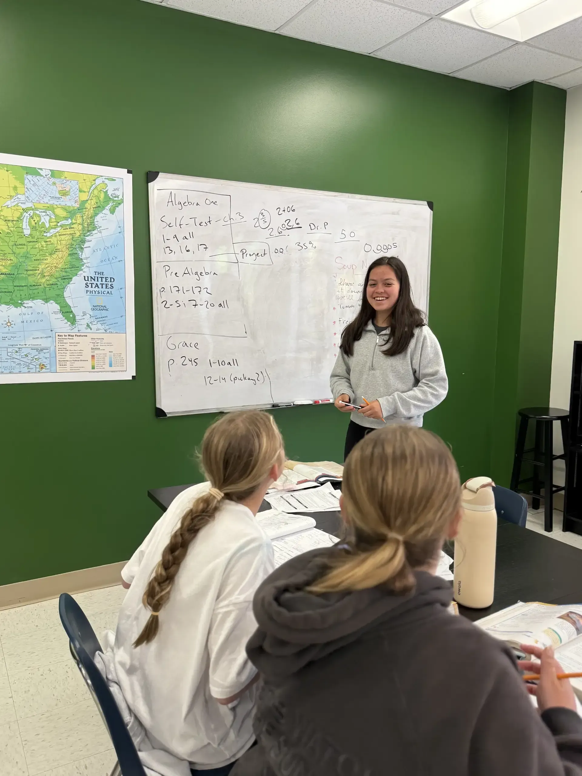 Montessori students working in the classroom