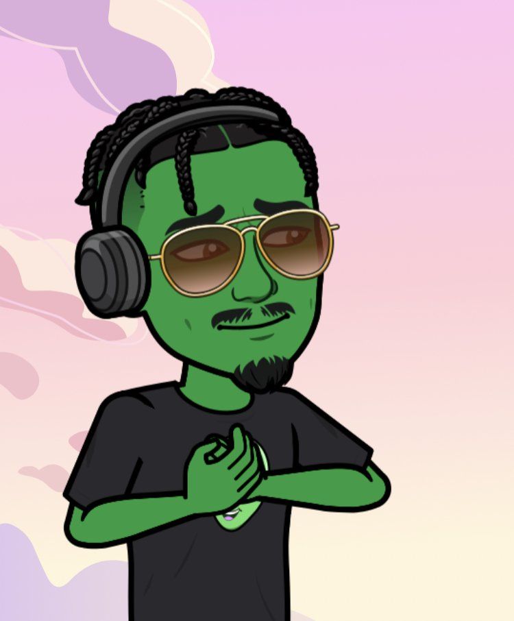A cartoon of a man wearing headphones and sunglasses
