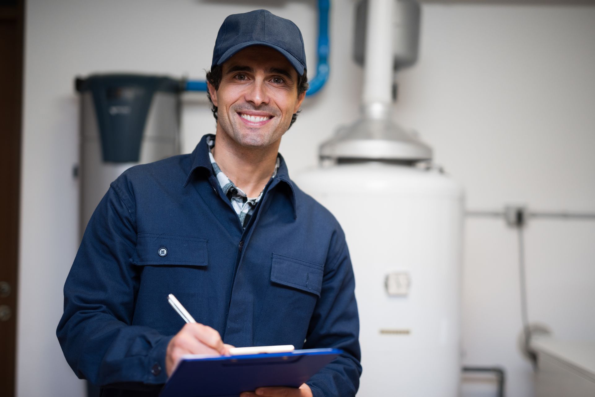 A professional plumber in a Worcester, MA kitchen, showcasing Garabedian Plumbing & Heating, Inc.