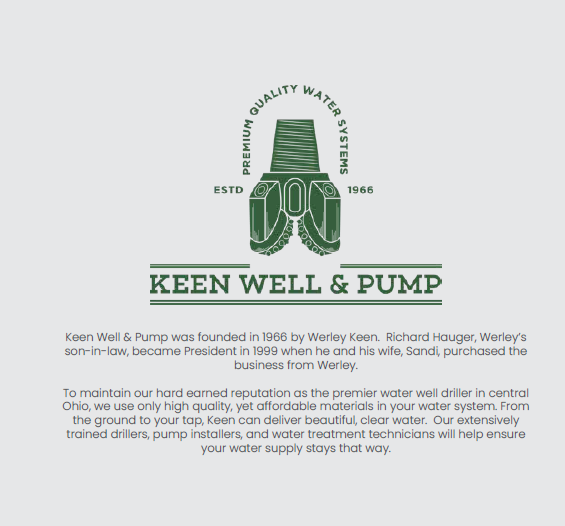 A Logo for Keen Well & Pump with A Picture of A Well | Mount Vernon OH | Keen Well & Pump