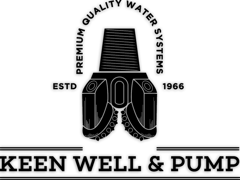 A black logo of Keen Well and Pump, a pump repair company.