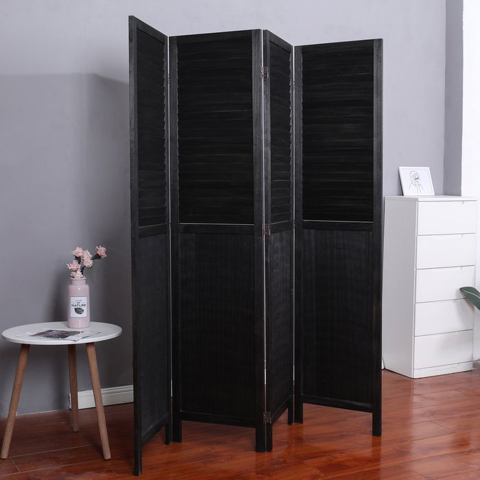 Rustic Black 4-Panel Shutter Divider