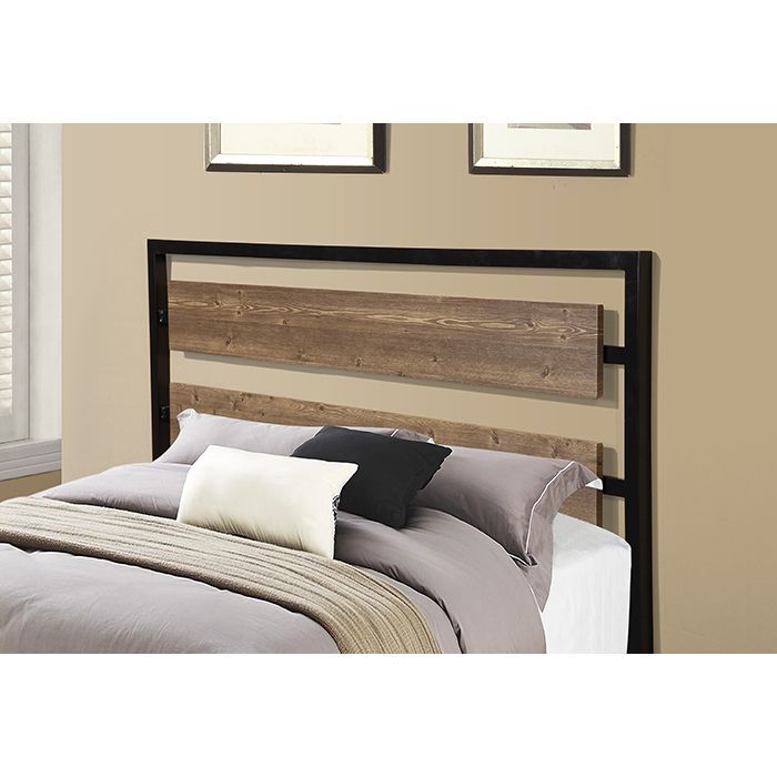 Queen Platform Bed with 2-Bar Wooden Headboard