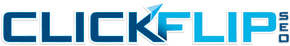 Clickflip SEO logo in blue and teal colors.